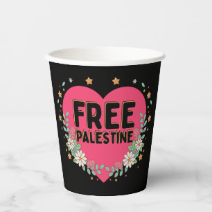 cute pink Palestine heart graphic design Paper Cups