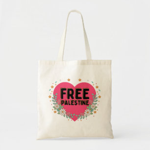 cute pink Palestine heart graphic design Tote Bag