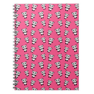 Cute pink panda pattern spiral notebook