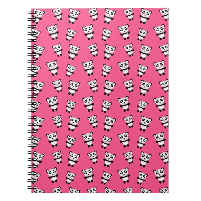 Cute pink panda pattern spiral notebook (Front)