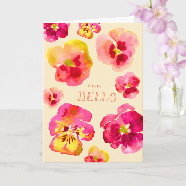 Cute Pink Pansy Bright Floral  Card (Orchid)
