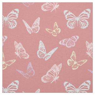 Cute Pink Pastel Butterfly Pattern Girl's Nursery Fabric