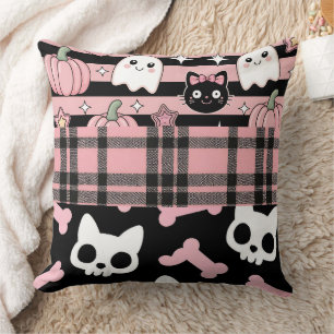 Cute Pink Pastel Goth Halloween Cushion