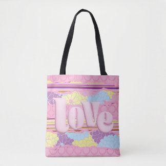 Cute Pink Pastel Love Canvas Tote Bag