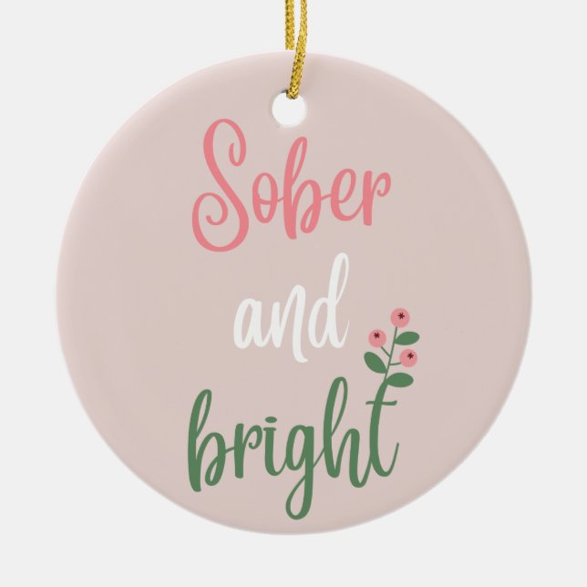 Cute Pink Pastel Sober Christmas Gift Ceramic Tree Decoration (Front)