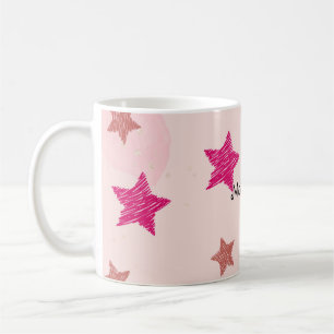 Cute Pink Pastel Stars Christmas Pattern Coffee Mug