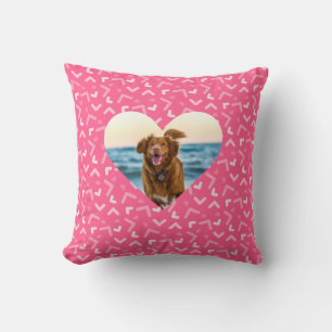 Cute Pink Patterned Dog Photo Custom Cushion