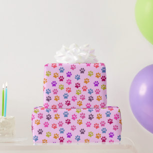 Cute Pink Paw Prints Pattern Wrapping Paper