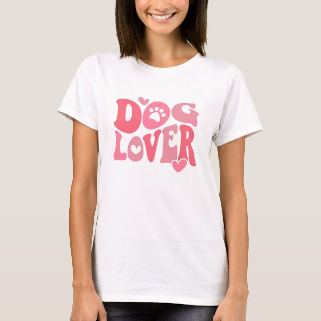 Cute Pink Paws Dog Lover T-Shirt (Front)