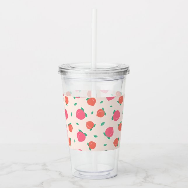 Cute Pink Peach Pattern Acrylic Tumbler (Front)