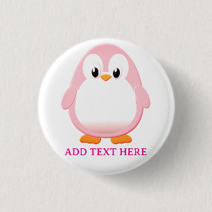 Cute Pink Penguin Cartoon Custom 3 Cm Round Badge