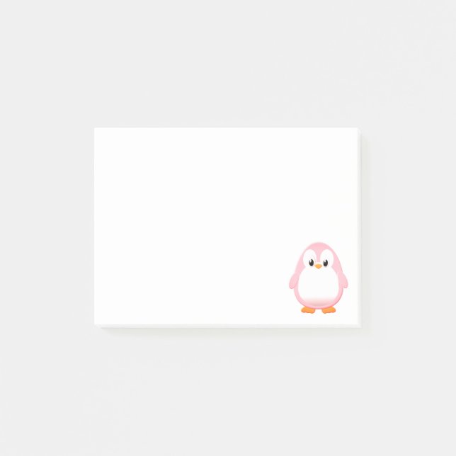 Cute Pink Penguin Cartoon Custom Post-it Notes (Front)