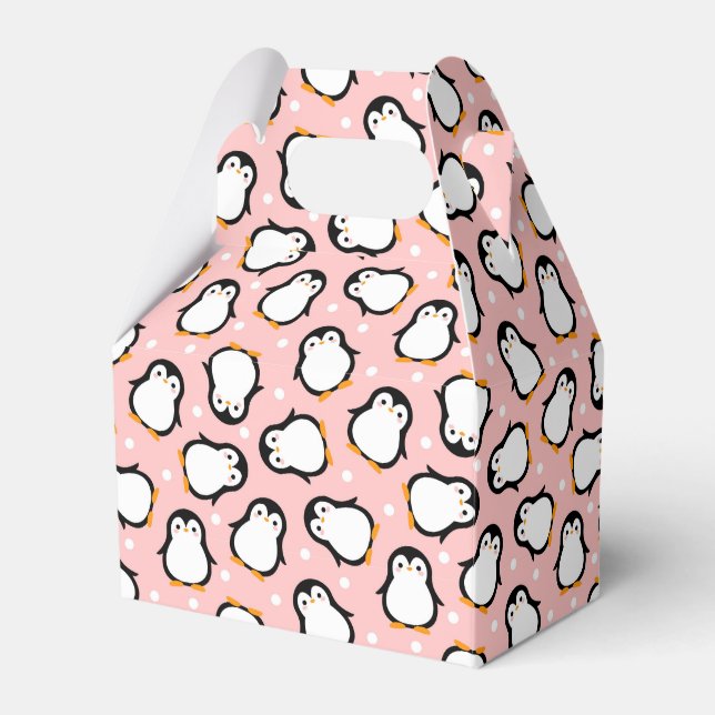 Cute pink penguin pattern favour box (Front Side)