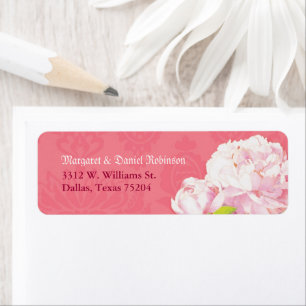 Cute Pink Peony Wedding Return Address