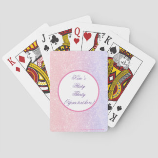 Cute Pink Personalised Glitter Party Playing Cards