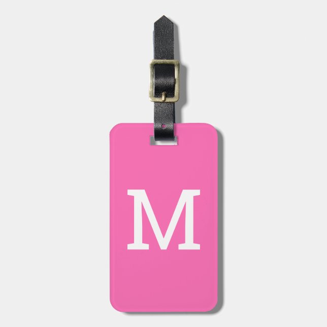 Cute Pink Personalised Initial Luggage Tag (Front Vertical)