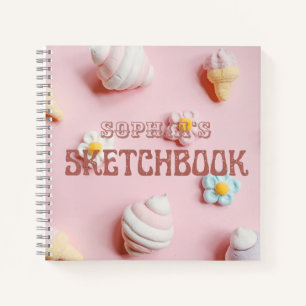 Cute Pink Personalised Kid Sketchbook Notebook