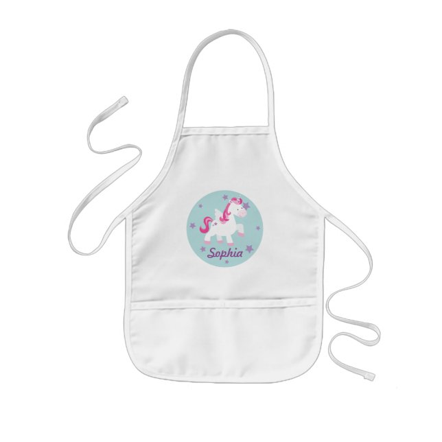 Cute Pink Personalised Magical Unicorn Apron (Front)
