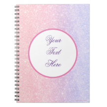Cute Pink Personalised Name Glitter Notebook