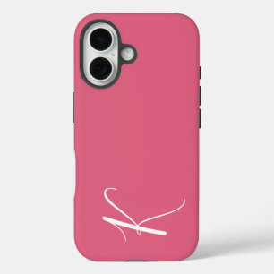 Cute Pink Personalized Initial iPhone 16 Case