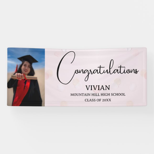 Cute Pink Photo Congratulations Banner (Horizontal)