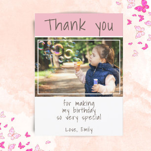 Cute Pink Photo Kids Thank you Card