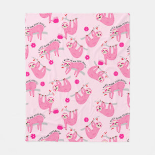 Cute Pink pickleball sloths 🦥 Fleece Blanket