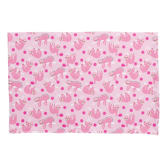  Cute Pink pickleball sloths 🦥 Pillowcase (Front)