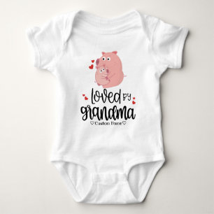 Cute Pink Pig and Piglet - Loved by Grandma Baby Bodysuit