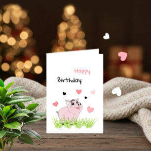 Cute pink pig card