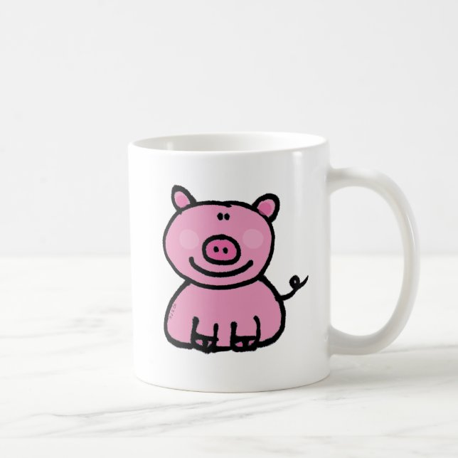 Cute pink pig cartoon coffee mug (Right)