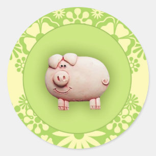 Cute Pink Pig Classic Round Sticker