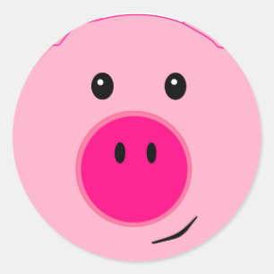 Cute Pink Pig Classic Round Sticker