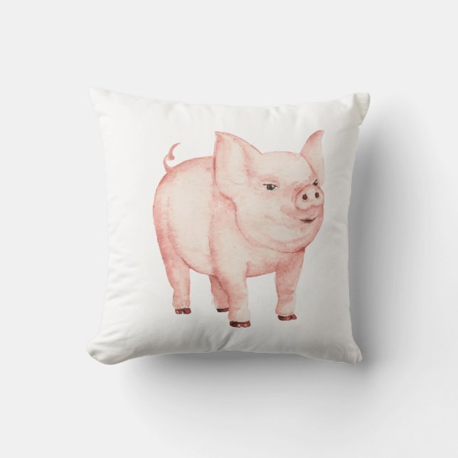 Cute Pink Pig Country Farmer Farm Gift Cushion (Front)