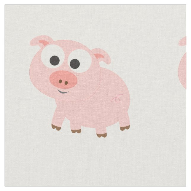 Cute Pink Pig Fabric (Close Up)