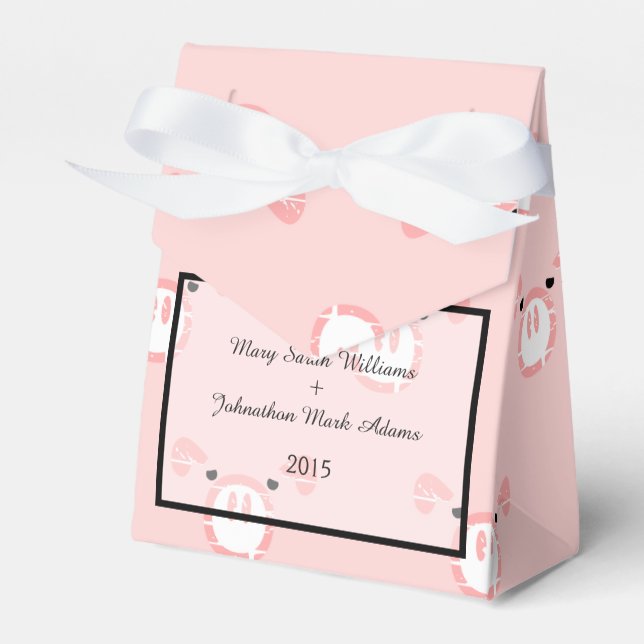 Cute Pink Pig Face Fun Wedding Pattern Favour Box (Front Side)