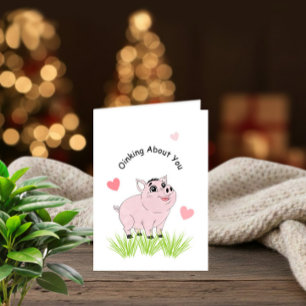Cute pink pig for Valentine Card