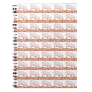 Cute Pink Pig in Mud Funny Watercolour Animal Art Spiral Notebook