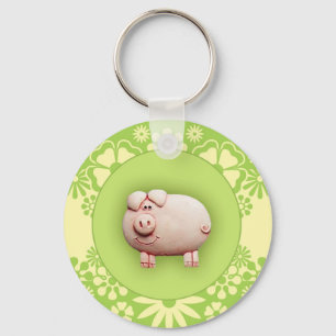 Cute Pink Pig Key Ring