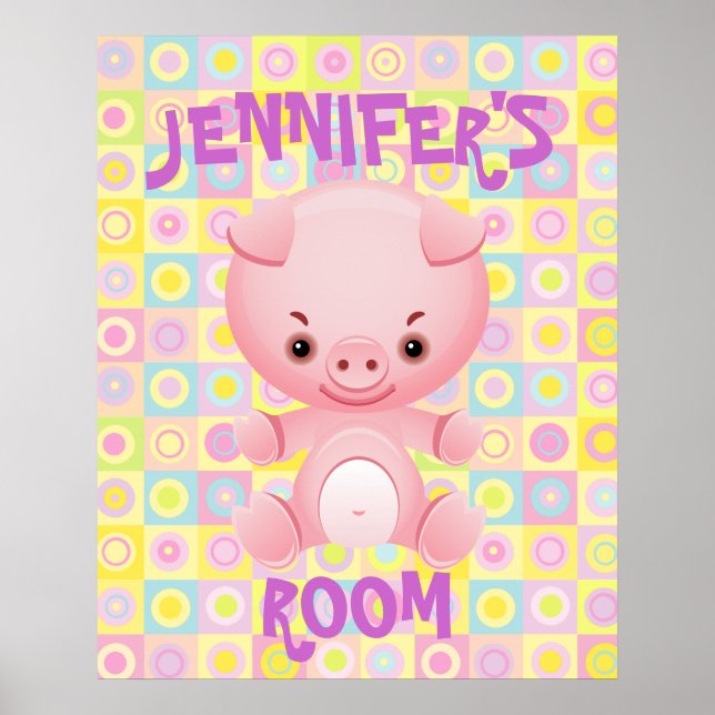 Cute pink pig  kids poster (Front)