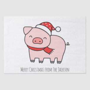 Cute Pink Pig Merry Christmas Simple Minimalist Tissue Paper