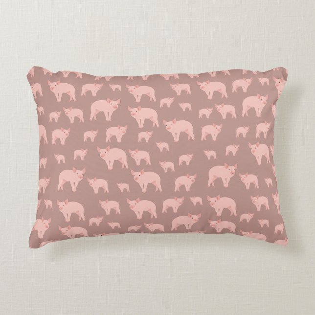 Cute Pink Pig Pattern  Decorative Cushion (Front)