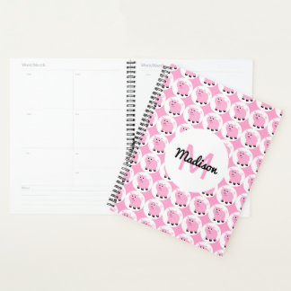 Cute Pink Pig Pattern Personalised Adorable Animal Planner