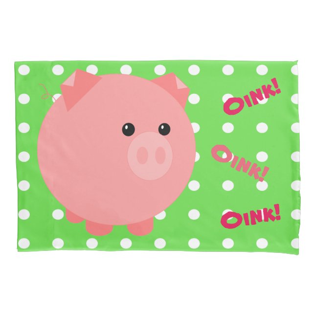 Cute Pink Pig Pillowcase (Front)