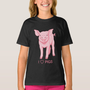 Cute Pink Piglet I Love Pigs T-Shirt