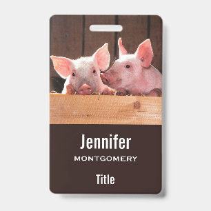 Cute Pink Piglets Animal Photograph ID Badge