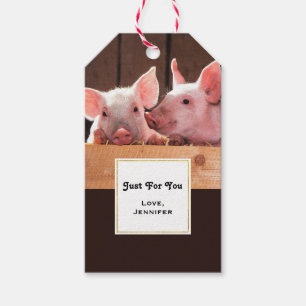 Cute Pink Piglets Animal Photograph Just for You Gift Tags