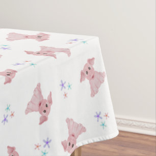 Cute Pink Pigs Barnyard Birthday Kids Tablecloth
