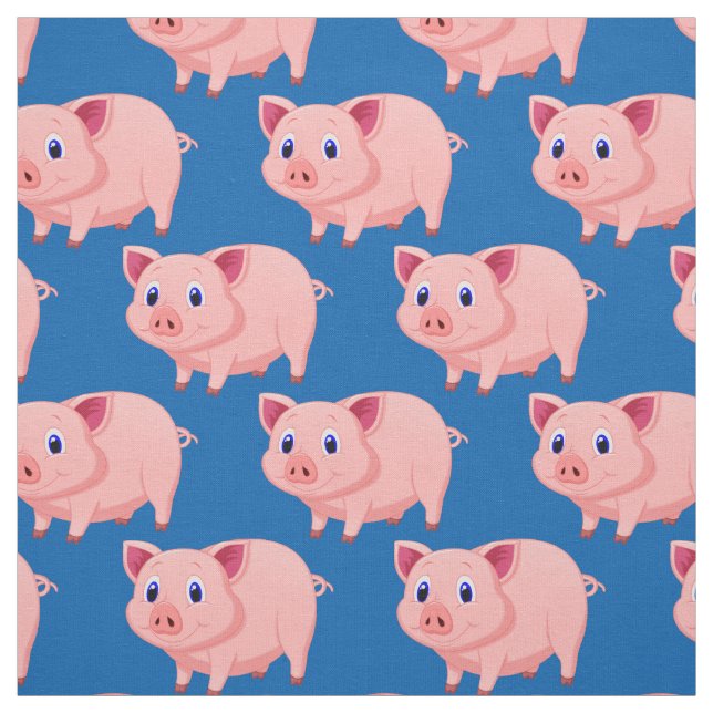 Cute Pink Pigs Design Fabric (Swatch)