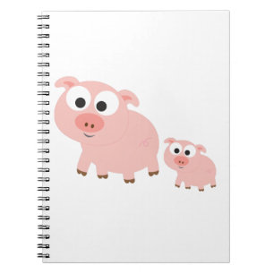 Cute Pink Pigs Spiral Notebook